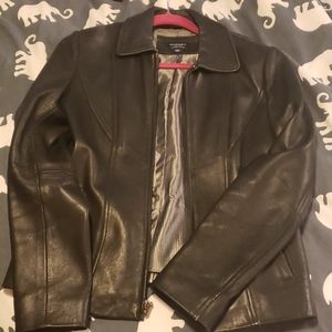 Black leather lambskin jacket